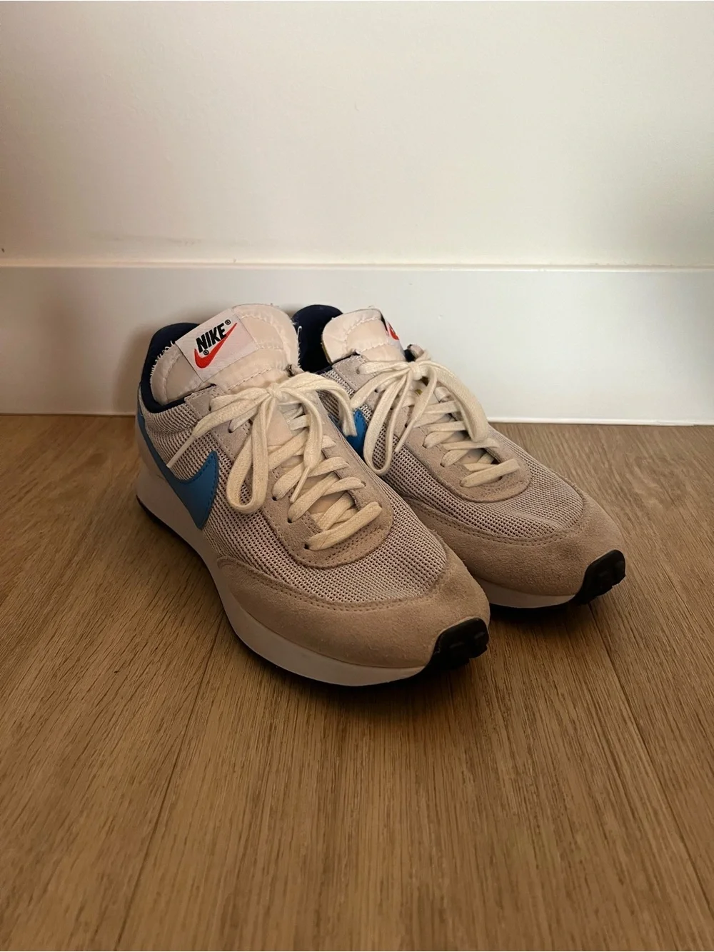 Nike Women’s Cream and Blue Retro Runner Sneakers